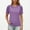 Purple, variant on Qulqfy Tops for Women Cotton Linen Casual Black Puff Sleeve Solid Color Crew Neck T-shirt Womens Tees L