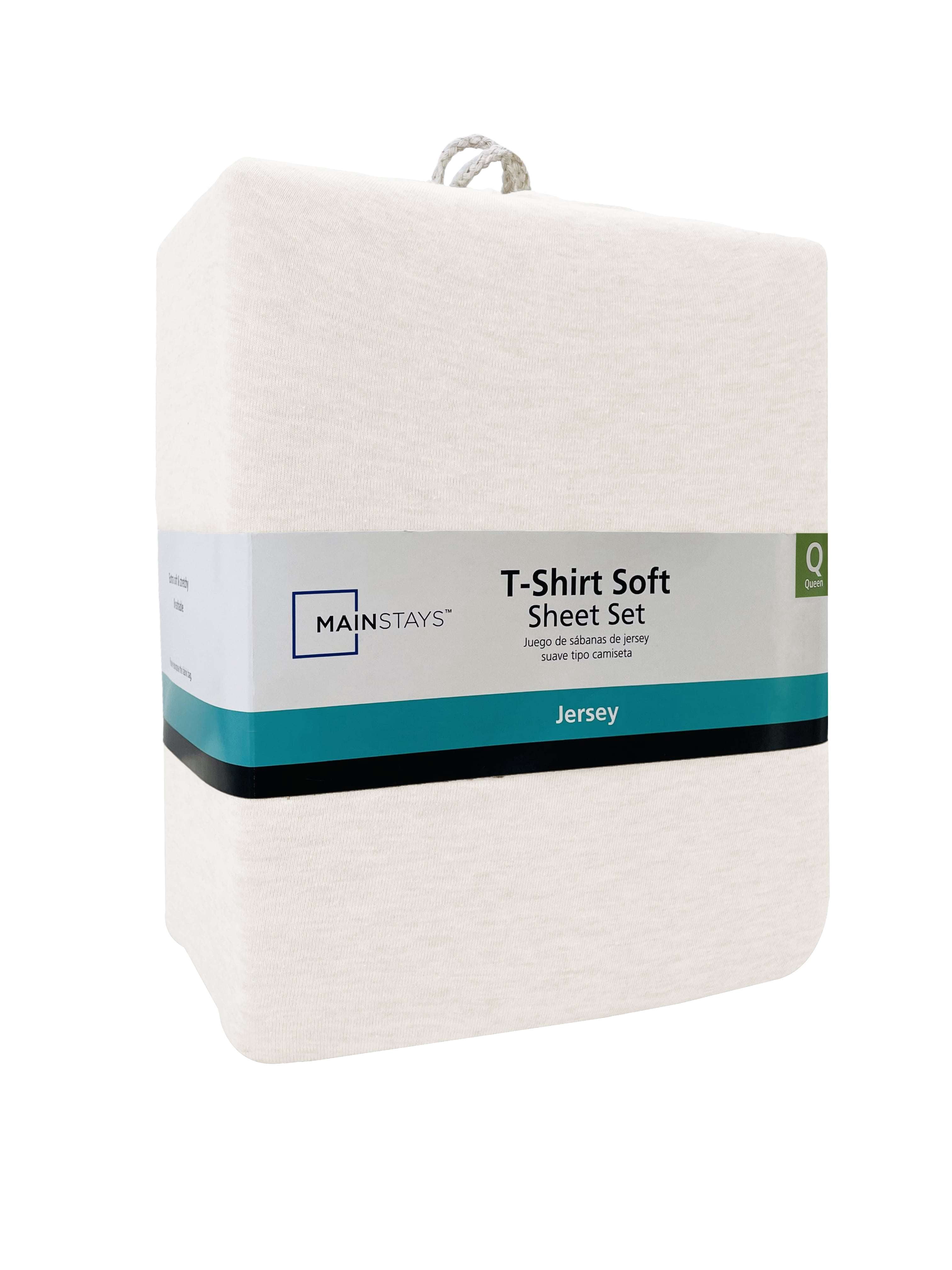 Mainstays Extra Soft Jersey Bed Sheet Set, Queen, Arctic White, 4 Pieces