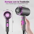 thumbnail image 4 of Secadora de Cabello Ion Negativo, Secadora con Difusor para Rizos, 1800W Secadora de Pelo Profesional con 3 Temperatura Ajustable y 2 Velocidades, Secadora Cabello Port&aacute;til con Boquillas y, 4 of 8