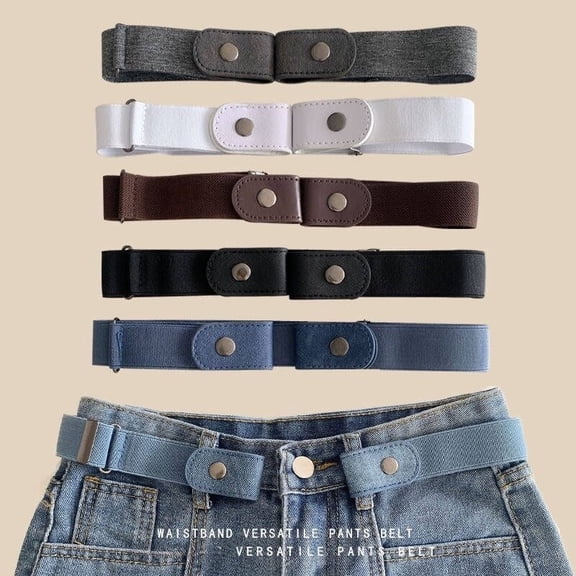 5 Pack No Buckle Invisible Stretch Belt, Comfortable Buckle-Free Elastic Belts for Women Invisible Belt Stretch Belts for Men Jeans Pants