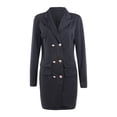 thumbnail image 4 of Robe Blazer pour Femme, Bureau, à Double Boutonnage, Manches Longues, Mini-Robe, 4 of 5