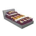 thumbnail image 3 of Ambesonne Animal Fitted Sheet & Pillow Sham Set, Dancing Ballerina Words, Full, Maroon and Marigold, 3 of 3