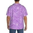 thumbnail image 7 of Goofa Lilac Glittering Printed Men's Casual Short-sleeved Shirt,Lightweight Breathable Button-down,Summer Casual men's top,Versatile Fashion shirt-, 7 of 7