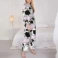 thumbnail image 4 of Junzan Cute Animal With Cow Print Womens Pajama Sets,Long Sleeve Button Down For Women Pjs 2 Piece, 4 of 9