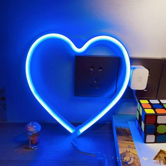 Huiyi Love Neon Lights,Heart Neon Signs,Love Shaped Neon Lights USB/Battery Operated Night Lights for Bedroom, Wall, Festival, Party Decor-Heart (Pink)