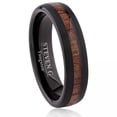 thumbnail image 1 of Ip Black Plated With Padauk Wood Inlay Tungsten Ring, 1 of 1