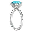 thumbnail image 5 of 2 ctw Aquamarine Ring with Diamonds 14K White Gold Flower Vintage Halo, 5 of 6