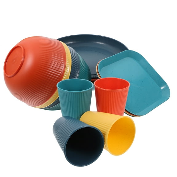 Raindrops Plates Cups And Bowls Set Black Tableware 1 Set 9X5.7X5.7in Unbreakable Design