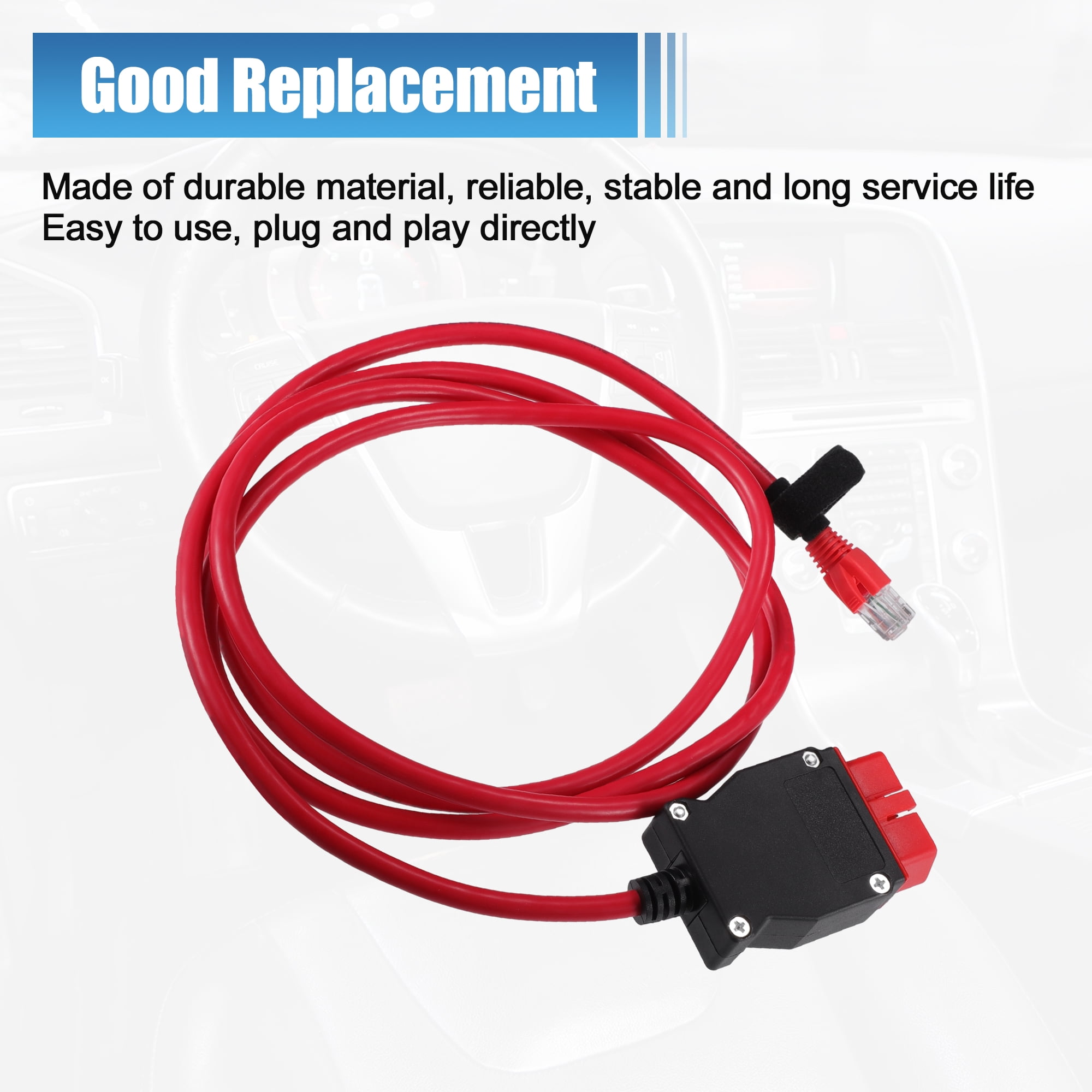 Unique Bargains OBD Cable Adapter Replacement for Volvo Vehicles 2016 Red Metal Plastic