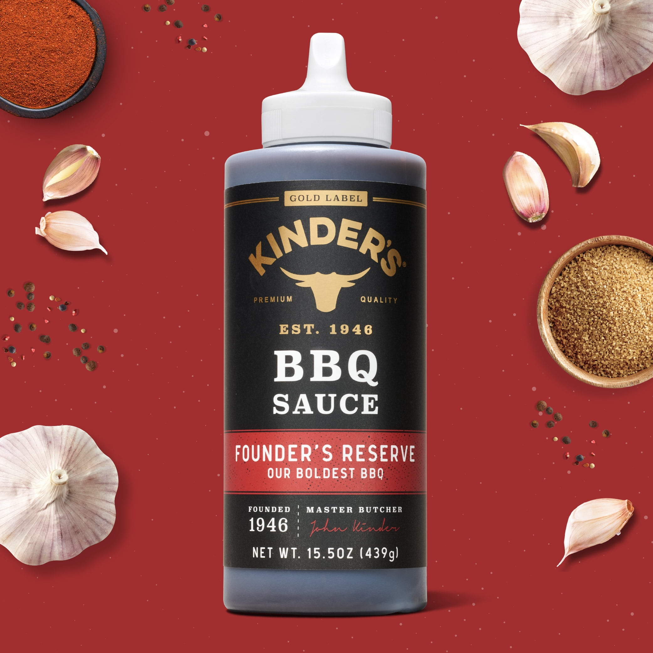 (6 pack) Kinder's Gold Label Founder's Reserve BBQ Sauce, 15.5 oz Squeeze Bottle