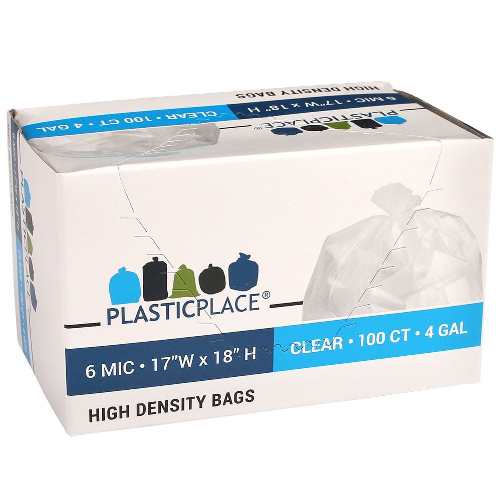 Feiupe 4 Gallon Clear Drawstring Trash Bag Garbage Bag Trash Can Liner,90 Bags