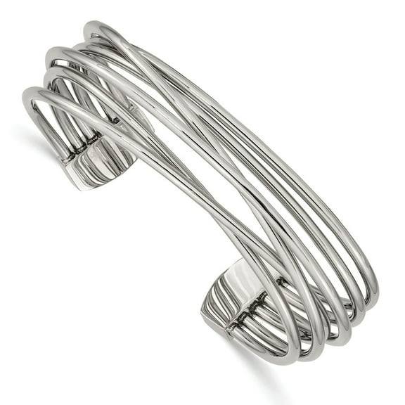 Primal Steel Stainless Steel Polished Twisted 18.00mm Cuff Bangle