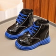 thumbnail image 4 of PEASKJP Children's Booties Waterproof Printed Rubber Boots, Blue 22, 4 of 4