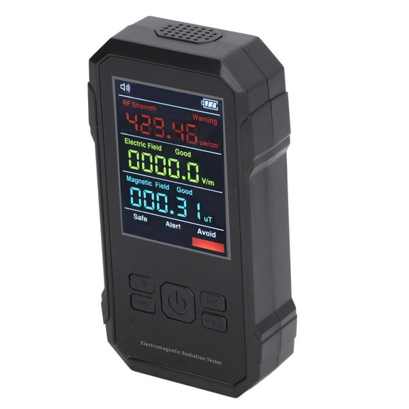 Radiation Dosimeter, Black Digital EMF Meter With LED Display, Handheld RF Electric Field Level Alert Geiger Counter