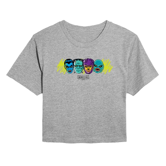 Classic Monsters - Horizontal Chest - Juniors Cropped Short Sleeve Graphic T-Shirt