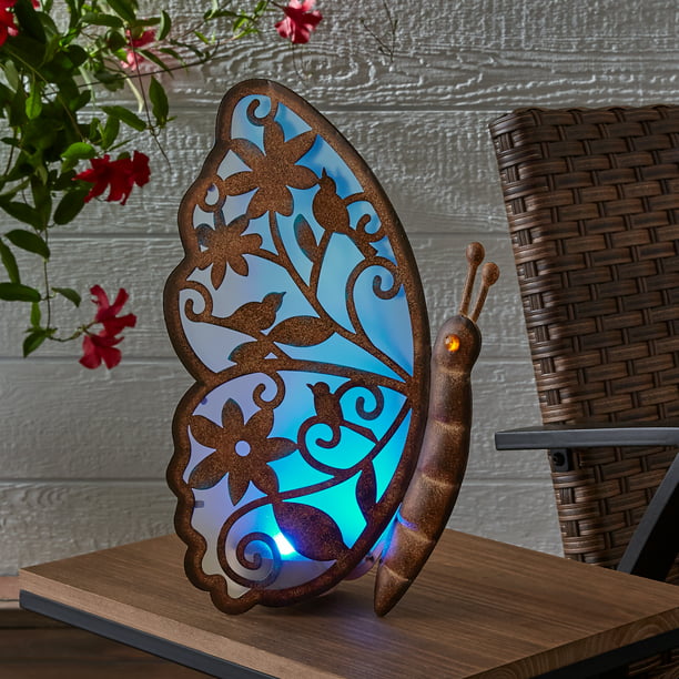 Better Homes & Gardens Solar Powered Light up Metal Decor Butterfly