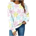 thumbnail image 6 of Tauxra Blouses for Women Fashion,Women's Sweatshirt,Long Sleeve Flower Printed Casual Loose Hoodless Blouse,Blouses for Women, 6 of 6
