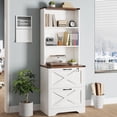 thumbnail image 7 of 2 Drawer File Cabinet with Lock, Wood Filing Cabinet fits Letter, Legal, A4 Size, Hanging File Folders, Farmhouse File Cabinets for Home Office with Adjustable Storage Shelf, White, 7 of 7