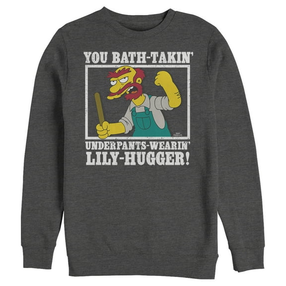 Men's The Simpsons Groundskeeper Willie Quote  Sweatshirt Charcoal Heather Small