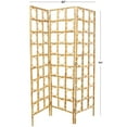 thumbnail image 3 of DecMode 61" x 71" Brown Rattan Geometric Handmade Woven Geometric 3 Panel Room Divider Screen with Open Frame Design, 1-Piece, 3 of 12