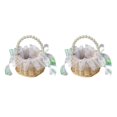 thumbnail image 3 of Moyic Cesta de flores con mango de perla para dama de honor, cesta de flores portátil para fiesta de boda, diseño Simple, cestas tejidas Type3 NO3, 3 of 6