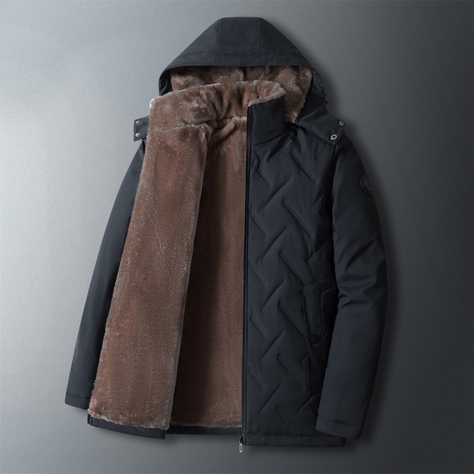Birdeem Hommes Solide Casual Epaissir Fermeture a Glissiere a Capuche Hiver Garder Chaud Coupe Vent Veste Manteaux Walmart