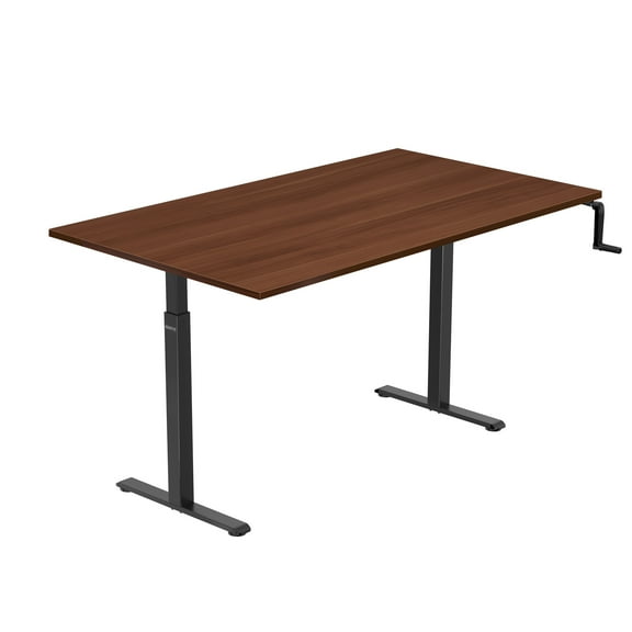 Mount-It! Hand Crank Standing Desk Frame with 55" Desktop, Brown