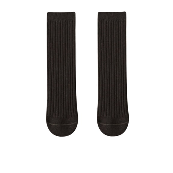Kids Boys Girls Socks Unisex Solid Color Funny Casual Crew Toddler Dress Sock, 1-12 Years, Black