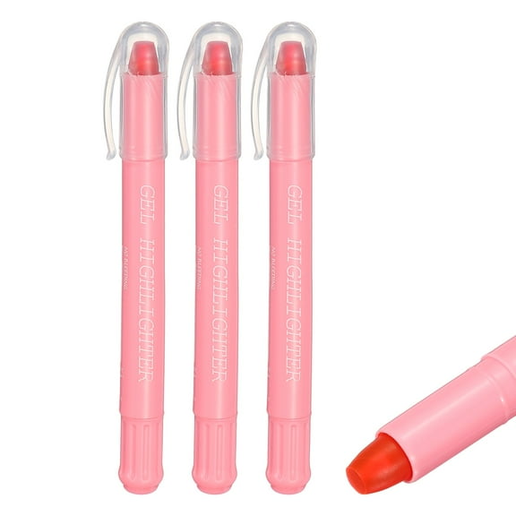 Pink Gel Highlighters, 3 Pack Gel High Lighters No Bleeds Highliters Pens Wax Crayon Neon Clear View Bright Marker Pen Twist Up Gel Stick Cute for Books Office Adults