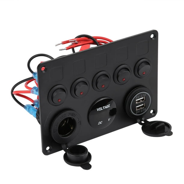 Ensemble de prises 12V + USB + Voltmètre et interrupteur Marche/arrêt