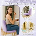 thumbnail image 5 of Zimtown Vanity Makeup Chair Armless Home Office Chair for Bedroom or Study Faux Rabbit Fur, Purple, 5 of 8
