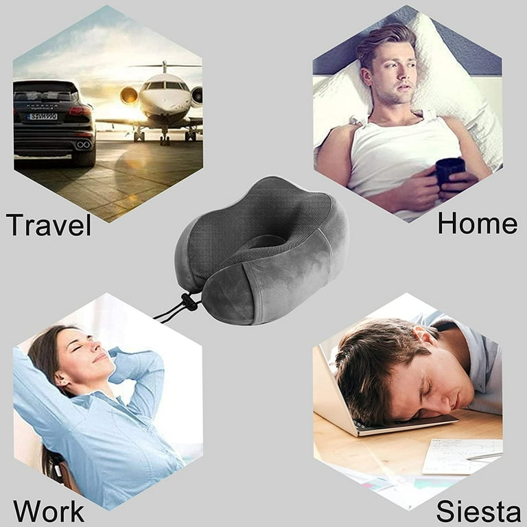 Neck Pillow Travel Pillow, Best Memory Travel Neck Pillow for Airplane Sleeping Travel Pillows with Storage Bag, Sleep Mask and Earplugs-Prevent (