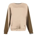 thumbnail image 5 of ATOYSOY Women's Crew Neck Sweatshirts Loose Tops Long Sleeve Tees Fall Winter Casual Shirts Pockets Fashion Color Block Pullover with Pockets Outwear Brown L, 5 of 5