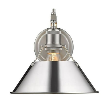 

Golden Lighting 3306-1W PW-CH Orwell 1 Light Wall Sconce in Pewter with Chrome Shade