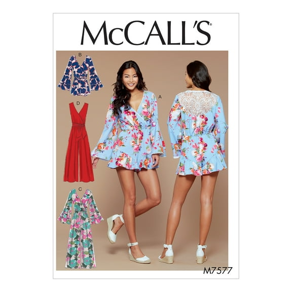 McCall's Sewing Pattern Misses' Cross-Bodice Romper, Jumpsuit, and Belt-6-8-10-12-14