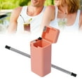 thumbnail image 3 of (2 Pack) Folding Drinking Straw Stainless Steel Collapsible Reusable Stainless Straw Drinking Straws Portable with Hard Case, White & Pink, 3 of 11