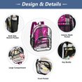 thumbnail image 5 of Large Clear PVC Backpack Heavy Duty See Through Backpack for Adults Work Travel, Pink-damask Lace Printed 12L, 5 of 8