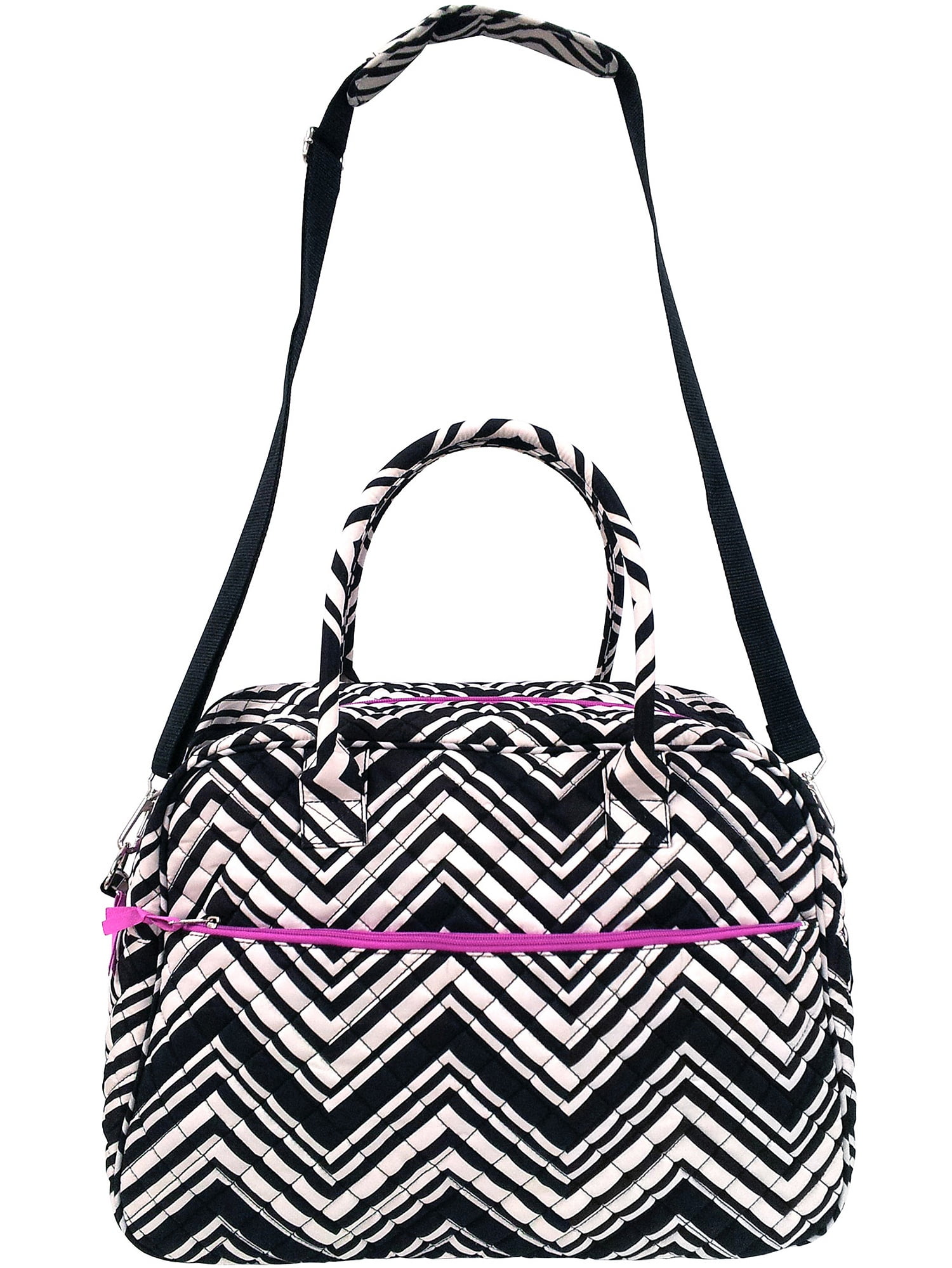 Generic Quilted Duffel Bag, Black and White Chevron