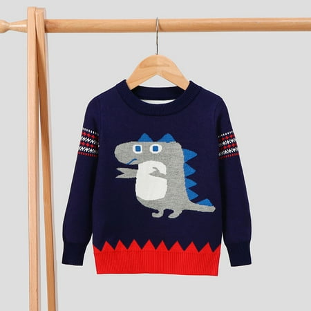 

Child Sweater Toddler Boys Girls Cartoon Dinasour Prints Long Sleeve Warm Knitted Pullover Knitwear Tops Coat