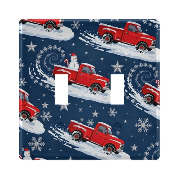 Haosy Light Switch Cover Plate 2 Gang Electrical Outlet Covers Snowman Snowflake Star Decorate Wall Plate 4.56”x4.48”