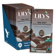 Sea Salt Dark Chocolate Bar by Lily's | Stevia Sweetened, No Added Sugar, Low-Carb, Keto Friendly | 70% Cocoa | Fair Trade, Gluten-Free & Non-GMO | 2.8 ounce, 12-Pack