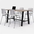 thumbnail image 2 of KFI Studios Midtown 6' x 3' Pub Table Set, Studio Teak , 4 Light Grey KOOL Stools, 2 of 4
