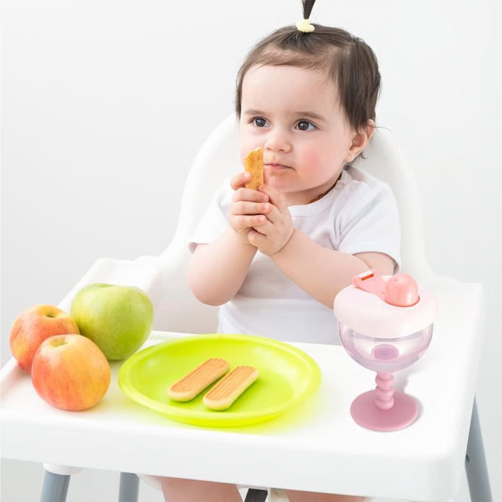 XKHZJL Baby Goblet Cup with Lid for Ages 12 Months+, Travel Sippy Cup with Easy Measurement Marks, Elegant Wine Glass Design Toddler Cup, Durable and Odorless Baby Drinking Cup