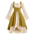thumbnail image 3 of LEKWK Renaissance Dress Women Plus Size Lace Up Corset Ruffled Medieval Pirate Costume Off Shoulder Bell Long Sleeve Ren Faire Dresses, 3 of 5
