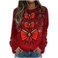 thumbnail image 1 of Camisas navideñas para mujer, sudadera ligera con cuello redondo de manga larga estampada, camisetas cómodas gráficas Pompotops gfhjh14576, 1 of 5