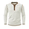 thumbnail image 6 of Henley Shirts for Men Ribbed Knit Long Sleeve Shirts Muscle Casual Loose Fit Color Block Trendy Fall Basic Top Lightweight Dressy Work Office Tees Business Pullovers, 6 of 6