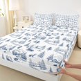 thumbnail image 3 of Homewish Blue Pine Tree Bed Sheets for Teens, Rustic Lodge Cabin King Sheets, Western Farmhouse Bear Sheet Set, Microfiber Bedroom Decor, 4pcs, 3 of 7