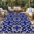 thumbnail image 3 of Fsddascl Blue Boho Outdoor Rug for Patio/Deck/Porch, Non-Slip Large Area Rug 5 x 8 Ft, Modern Abstract Art Floral Geometric Indoor Outdoor Rugs Washable Area Rugs, Reversible Camping Rug Carpet, 3 of 5