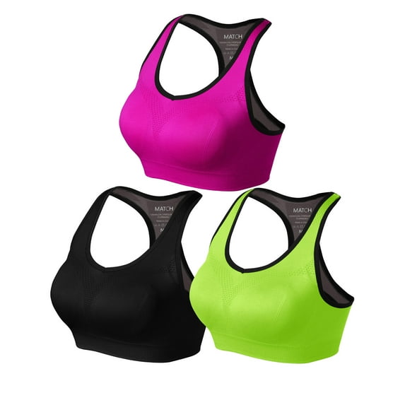 Matchstick Women's Wirefree Padded Racerback Sports Bra for Yoga Workout Gym Activewear