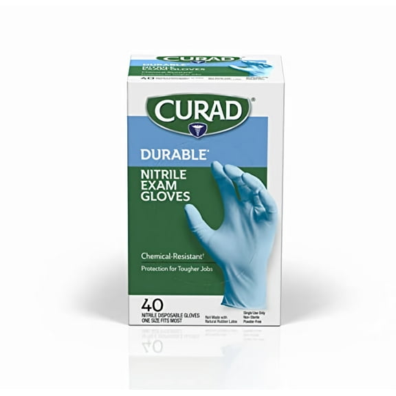 Curad Nitrile Disposable Exam Gloves OSFM (Pack of 4)